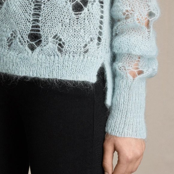 Allsaints Kisa Cropped Sweater Pastel Blue L - Picture 2 of 5